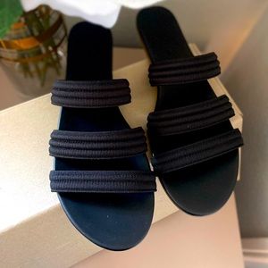 Rothy’s Triple Band Slide Sandals - Black 9.5 NIB